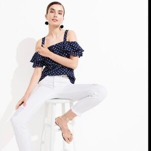J. CREW Polka Dot Off The Shoulder Blouse Size 6